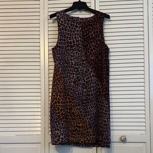Maeve Leopard Print Mini Dress - Purple, Brown, Black